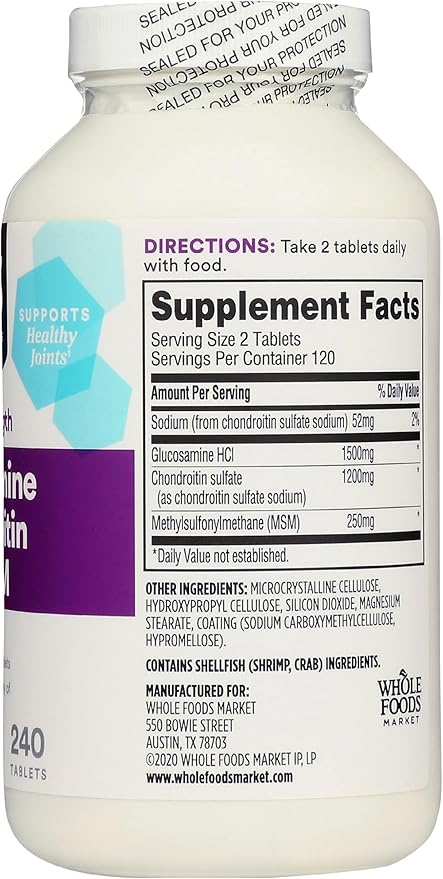 365 by Whole Foods Market, Glucosamine Chondroitin MSM 2X Strength, 240 Tablets
