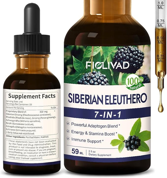 Herbal Liquid Drops, Natural Siberian Ginseng Extract for Powerful Adaptogen Blend, Energy & Stamina Boost & Immune Support. 4oz-Original