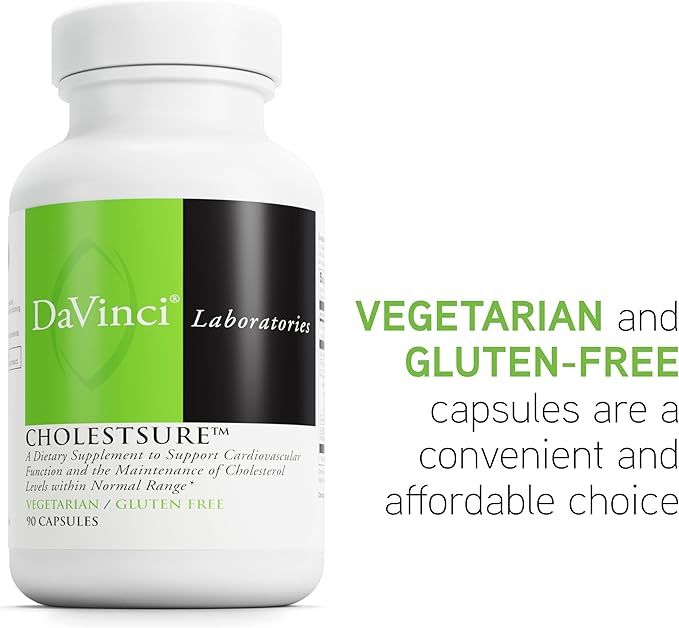 DAVINCI Labs CholestSure Supplement - Supports Cardiovascular Function, Helps Maintain Healthy Cholesterol Levels in a Normal Range* - Gluten-Free - 30-Day Supply - 90 Vegetarian Capsules