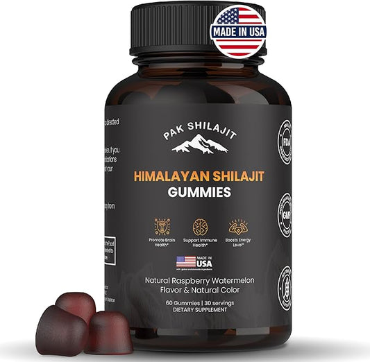 Pure Sundried Himalayan Shilajit Gummies for Men & Women | Organic Shilajit Gummies | Natural 85 Plus Trace Minerals Fulvic Acid | Energy, Immunity | Sugar-Free 60 Healthy Gummies
