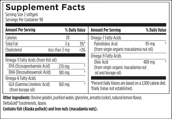 Designs for Health OmegAvail Synergy - Omega Complex for Adults - Omega 3-6-7-9 Fatty Acids from Borage and Macadamia Oil + Triglyceride (TG) Fish Oil with DHA & EPA (180 Softgels)