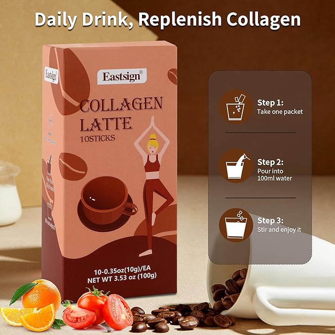Collagen Protein Coffee Powder, 10gx10 Packs, Instant Coffee, Organic Protein Coffee, Superboost Supplement (100g)