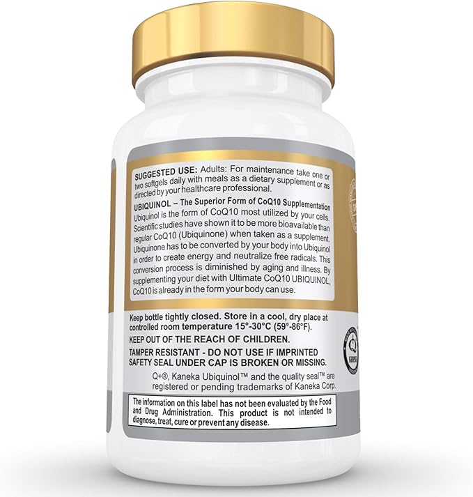 Ultimate CoQ10 UBIQUINOL 100mg - Over 4X More Effective: Maximum Absorption & Potency - Non-GMO/Soy Free - Kaneka Ubiquinol - 60 Liquid Softgels