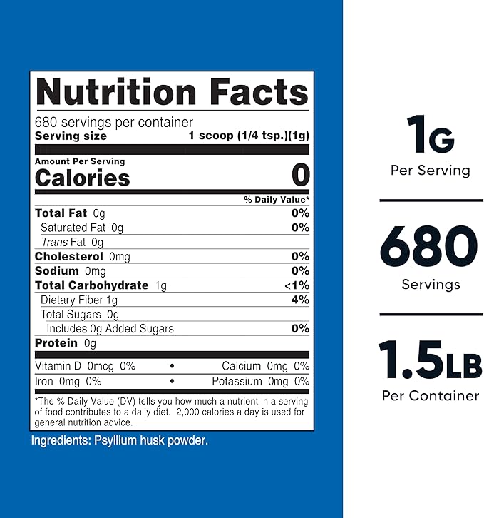 Nutricost Psyllium Husk Powder (1.5 Pounds) - GMO-Free, Gluten-Free