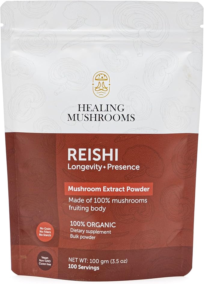 Reishi Extract Powder, Organic Mushroom Supplement (100 Gram)