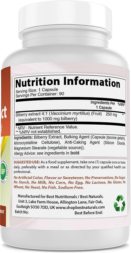Best Naturals Bilberry 1000 Mg 90 Capsules (90 Count (Pack of 3))