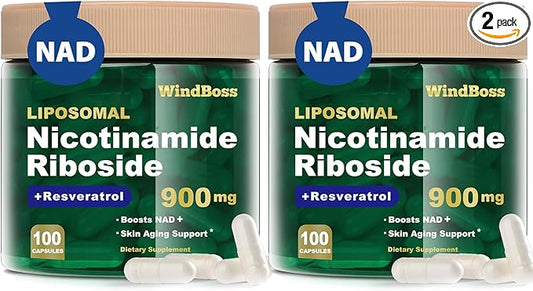 NAD Nicotinamide Riboside Resveratrol, Liposomal NAD Supplements for Women & Men, NMN Supplement Alternative, NAD Supplement - 100 Capsules - 2pcs