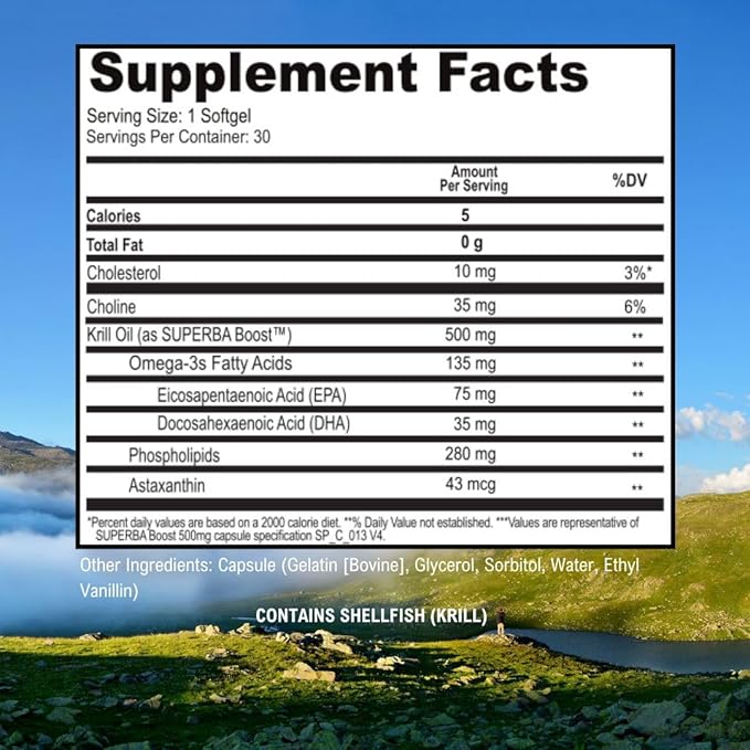 ScimeraMD® KrillOilMD Antarctic Krill Oil Omega 3 DHA EPA Supplement with Astaxanthin for Heart, Brain, and Joint Support, 30 CT