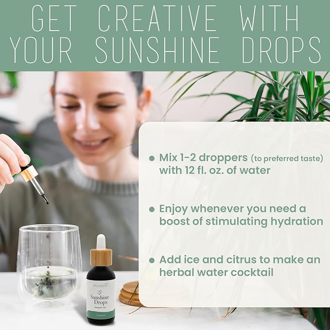 Philosophie Liquid Chlorophyll Sunshine Drops for Water | Organic Chlorophyll Drops with Mint for Detox, Internal Deodorant & Energy Boost | Natural Vegan Supplement, Non-GMO, 2oz