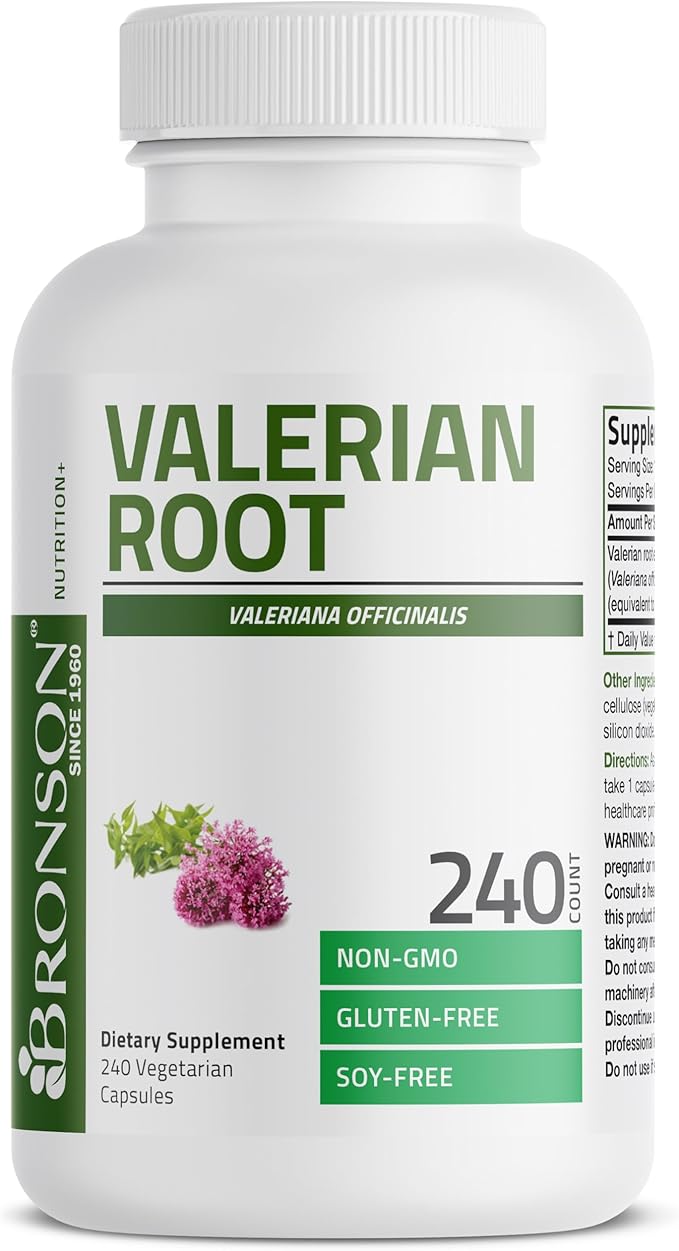 Bronson Valerian Root Capsules - Valerian Officinalis - Promotes Relaxation - Non-GMO, Soy-Free Gluten-Free, 240 Vegetarian Capsules