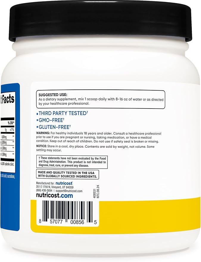 Nutricost BCAA Powder (Pineapple, 60 Servings) - Optimal 2:1:1 Ratio