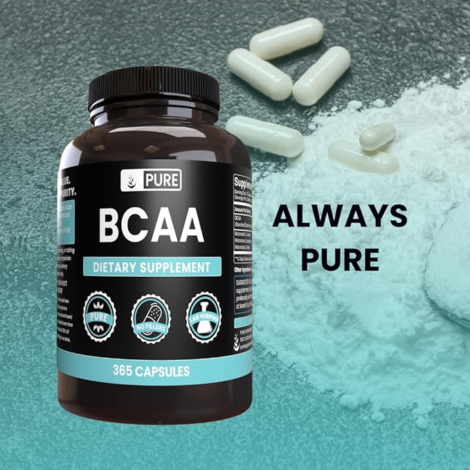 Pure Original Ingredients BCAA No Magnesium Or Rice Fillers, Always Pure, Lab Verified (365 Capsules)
