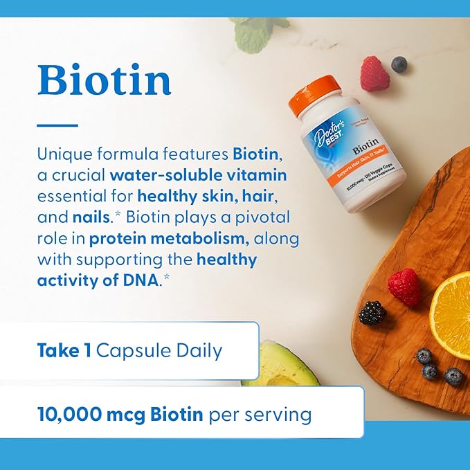 Doctor's Best Biotin to Support Hair, Skin, Nails, 120 Count