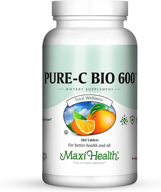Maxi-Health Pure-C-Bio 600 - with Bioflavonoids - Immune & Capillary Support - 180 Tablets - Kosher