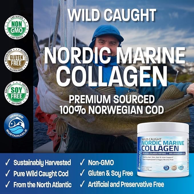 Marine Collagen Peptides Hydrolyzed Protein Powder + Ultra Biotin 10,000 Mcg Hair Skin and Nails Supplement