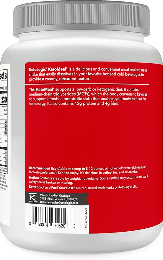 KetoLogic Keto Meal Replacement Shake Powder For Optimal Results + MCT Oil + Grass-Fed Whey - Perfectly Formulated Macros for Ketosis - 20 Servings - Strawberry