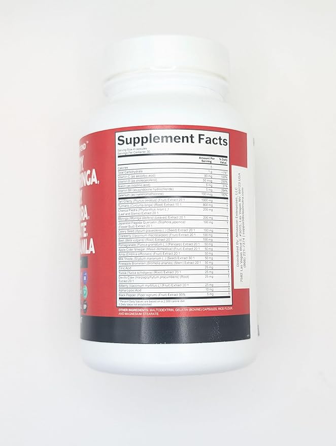 Clean Nutraceuticals Tart Cherry Extract Capsules with Turmeric Moringa Cranberry Chanca Piedra Celery Quercetin ACV Pomegranate L Selenomethionine - 5pack