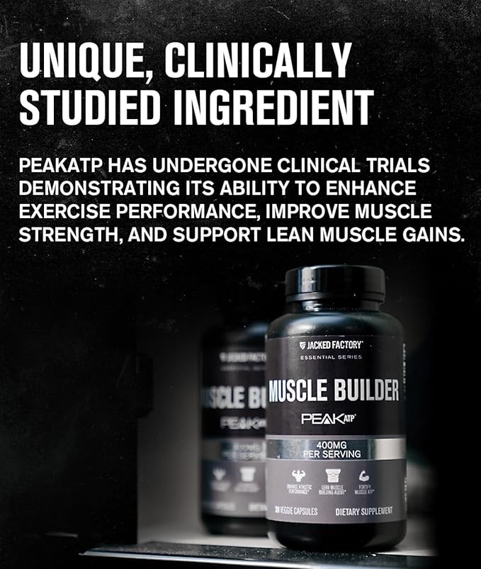 Jacked Factory Build PM Night Time Muscle Builder & Sleep Aid (60 Capsules) & Essentials Muscle Builder - Daily Strength Builder for Men with Peak ATP (30 Capsules)
