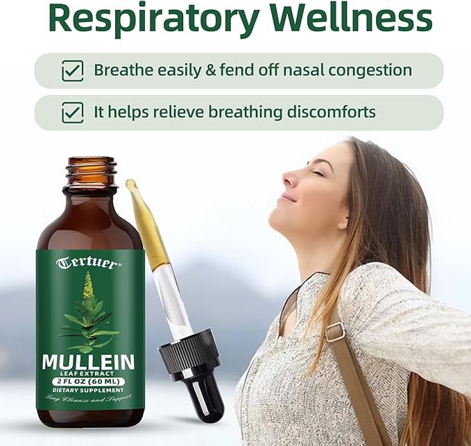 Mullein Tincture Improves Your Lung Health - Lung Cleanse - Vegan Lung Detox - Respiratory Health and Immune Support Drops - Natural Supplement Liquid Extract 2 oz.