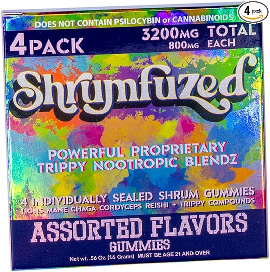 Proprietary Nootropic Gummy 3200mg - Lion's Mane, Reishi, Chaga, and Cordycep Nootropic Tripee Mushroom Blend (4, Assorted)