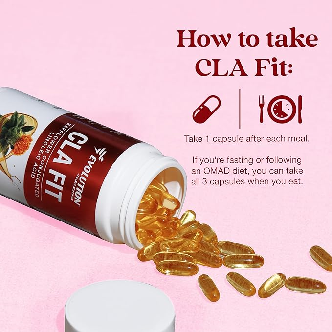 Evolution Advance Sport Nutrition CLA Fit 2,400 mg – Conjugated Linoleic Acid Supplement - Support Lean Muscle Mass, Promote Energy – Non-GMO, Gluten-Free (90 Softgels), 800 mg Per Softgel
