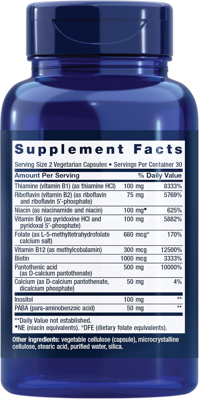 Life Extension Bioactive Complete B-Complex, Heart, Brain and Nerve Support, Healthy Energy, Metabolism, Complete B Complex, 60 Vegetarian Capsules (Pack of 2)