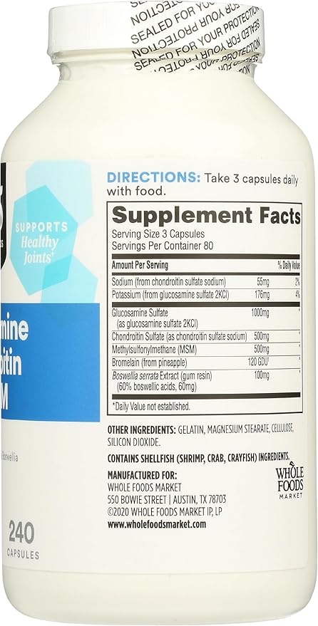 365 by Whole Foods Market, Glucosamine Chondroitin and MSM, 240 Capsules