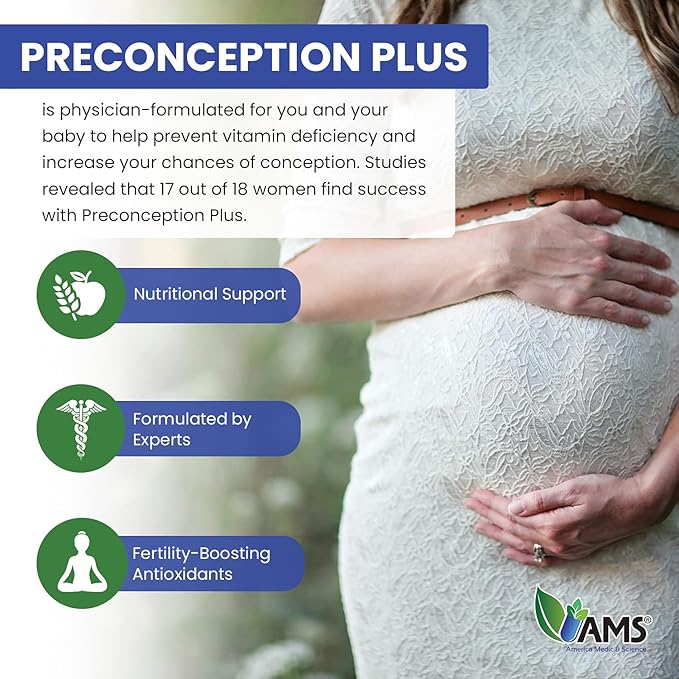 America Medic & Science Preconception Plus (180 Capsules) Conception and Fertility Supplement | Physician Formulated Pills to Support Conception | Prenatal Vitamins Best for Women Trying to Conceive
