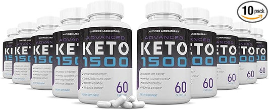 (10 Pack) Advanced Keto 1500 Keto Pills 1275MG New & Improved Formula Contains Apple Cider Vinegar Extra Virgin Olive Oil Powder Green Tea Leaf 600 Capsules