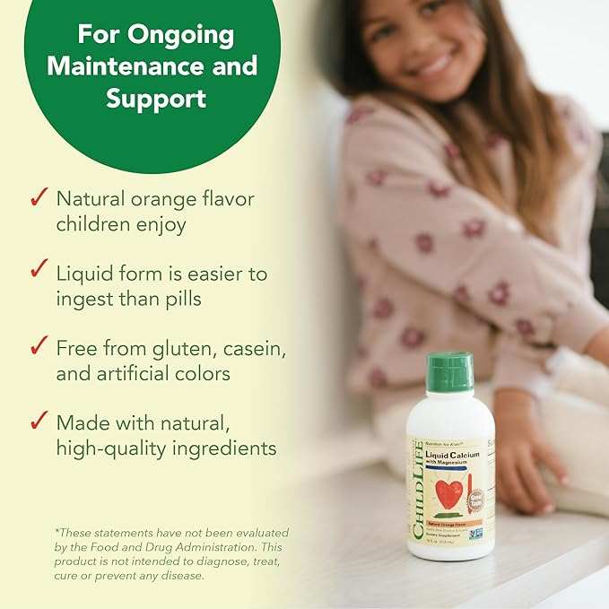 CHILDLIFE ESSENTIALS Liquid Calcium Supplement for Kids - Baby Calcium with Magnesium, Zinc, and Vitamin D3 - Orange Flavor, 16 fl oz (4 Pack)