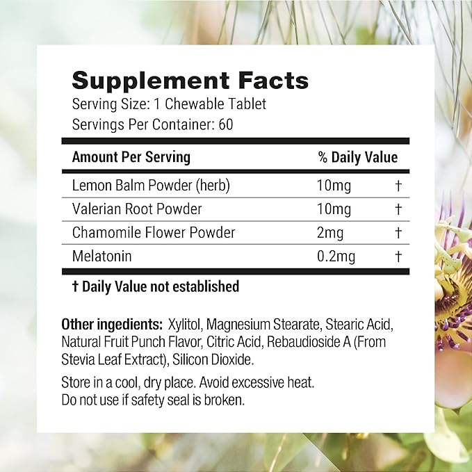 LUNA Kids | #1 Sleep Aid Tablets for Children 4+ and Sensitive Adults | Naturally Sourced Ingredients | 60 x Chewable Pills | Gentle, Herbal Supplement with Chamomile, Melatonin, Valerian & Lemon Balm
