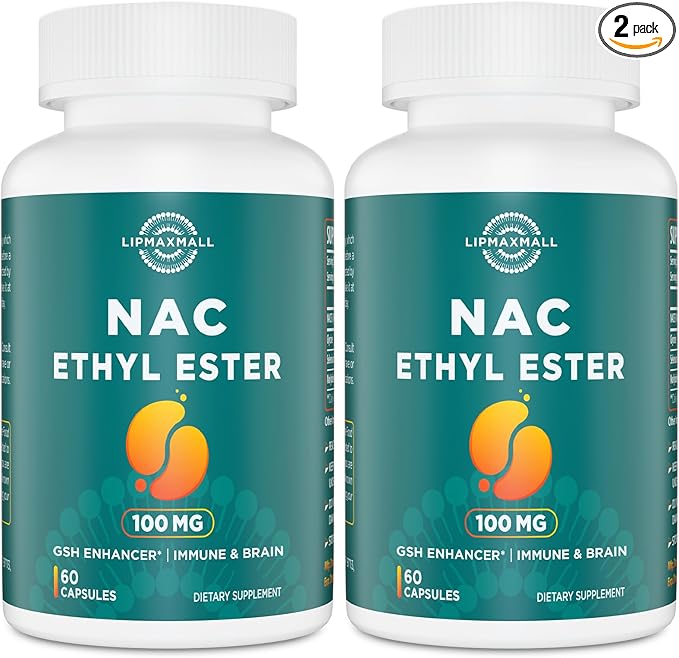 N-Acetyl Cysteine Ethyl Ester 100mg-More Absorption Than 1000mg NAC-with Glycine 600mg-Benefit Glutathione-Good for Immune System & Antioxidant for Adults,NACET(60 Capsules-2 Pack)