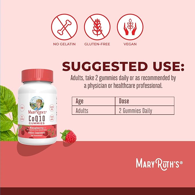 CoQ10 Gummies by MaryRuth's | Coenzyme Q10 | Gummy Supplements for Heart Health & Cellular Health | Antioxidant | CoQ10 120 mg | Vegan | Non-GMO | Gluten Free | 60 Count | 1 Month Supply