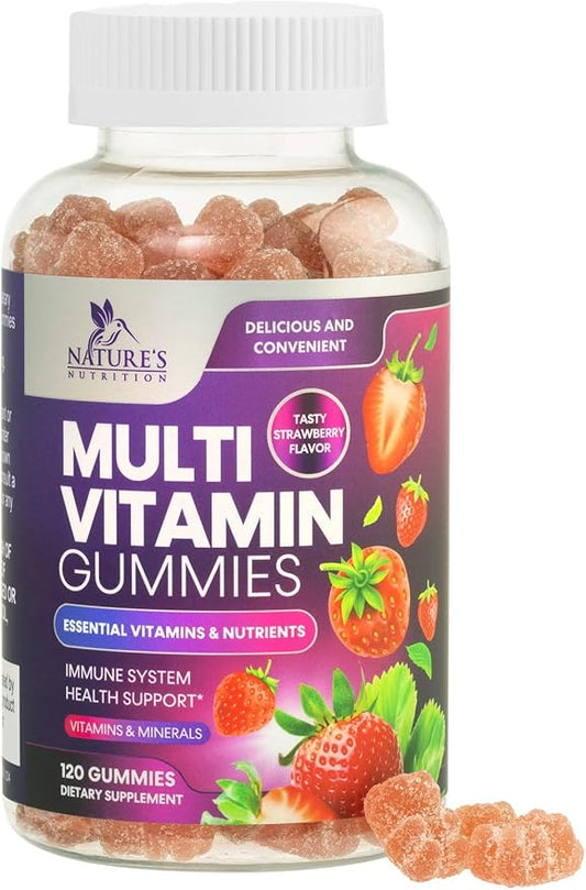 Multivitamin Gummies for Adults, Daily Gummy Vitamin for Women & Men, Immune Support Gummy Multivitamins Supplement, Adult Multi Vit Vitamin with Vitamins A, C, D, E, B-6, B-12, Zinc - 120 Gummies