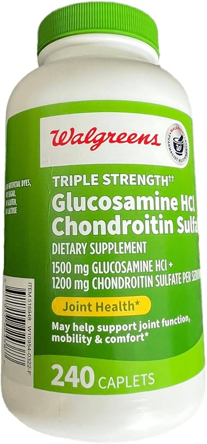 Walgreens Glucosamine Chondroitin Triple Strength 1500 mg Glucosamine HCL 1200 mg Chondroitin - 240 Caplets