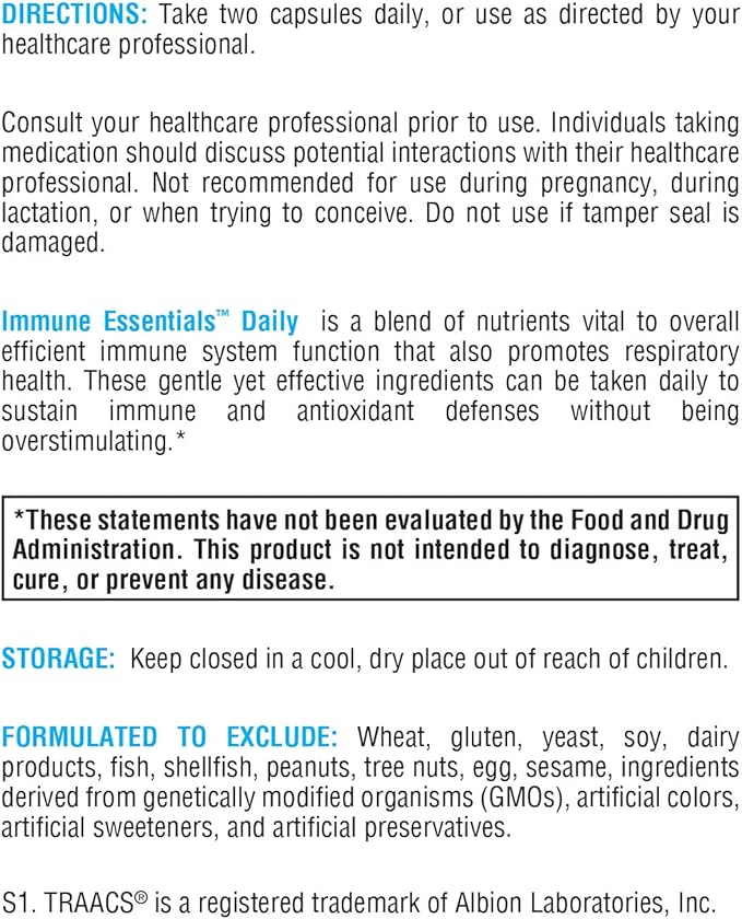 XYMOGEN Immune Essentials Daily - Long-Term Immune Support Supplement with Vitamin C Ascorbic Acid, Vitamin A & D3, N Acetyl L Cysteine, Zinc Chelate, Quercetin (120 Capsules)