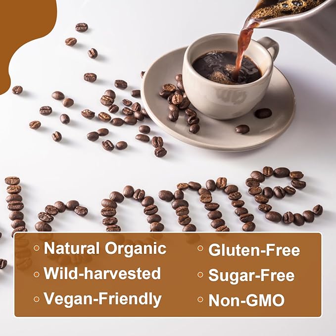 250g Mushroom Coffee - Lions Mane Mushroom Powder Instant Coffee with Lion's Mane, Reishi, Chaga, Cordyceps, Turkey Tail, Arabica - Mushroom Coffee Blend Support Gut, Focus, Brain Health