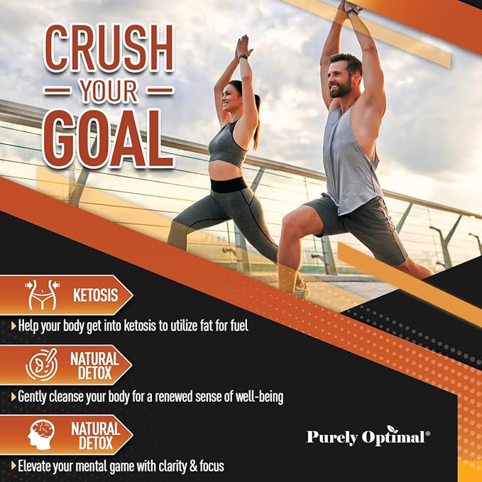 Purely Optimal Keto BHB & Apple Cider Vinegar Capsules - Exogenous Ketones Supplement with The Mother for Ketosis Support, Healthy Lifestyle & Overall Well-Being - 90 Capsules