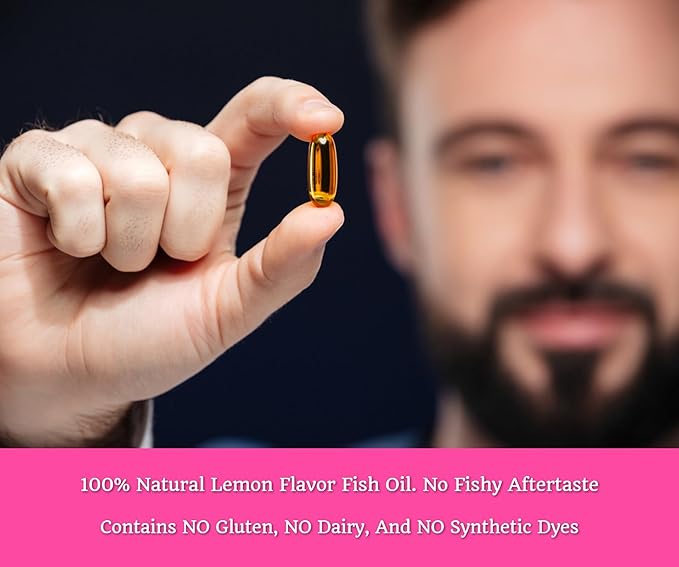 Omega-3 Fish Oil High in DHA & EPA, 1200 mg Omega-3, Ultra Potent, Promotes Heart & Brain Health, Natural Lemon Flavour, 60 Softgels