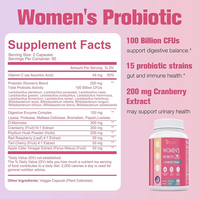 Probiotics for Women & Hair, Skin & Nails Supplement Bundle, Vaginal & Urinary Health, Feminine Health, Supports Hair Growth, Skin Health, Nail Strength