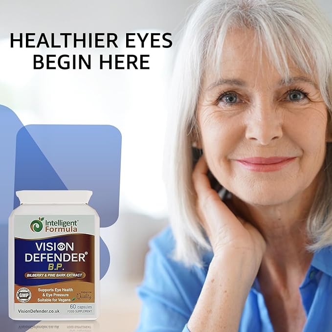 Vision Defender BP Eye Supplement: Bilberry and Pine Bark Extracts for Eye Pressure and Eye Health Support (60 Vegan Capsules)
