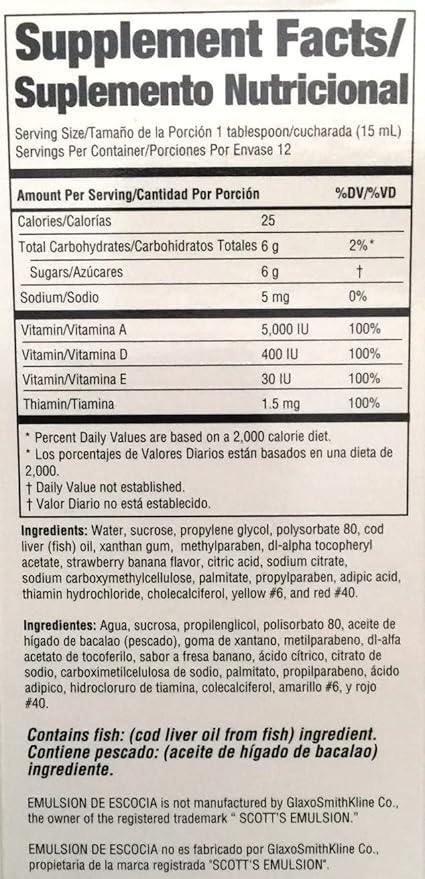 Emulsion De Escocia Strawberry/Banana 6.5 Oz. Cod Liver Oil 2-Pack
