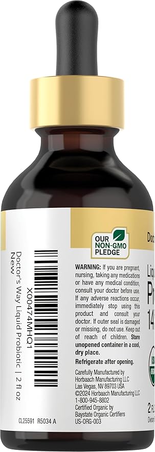 Doctor's Way Liquid Probiotic | 2 fl oz | 14 Probiotic Strains with Organic Sunflower Oil | Non-GMO Supplement