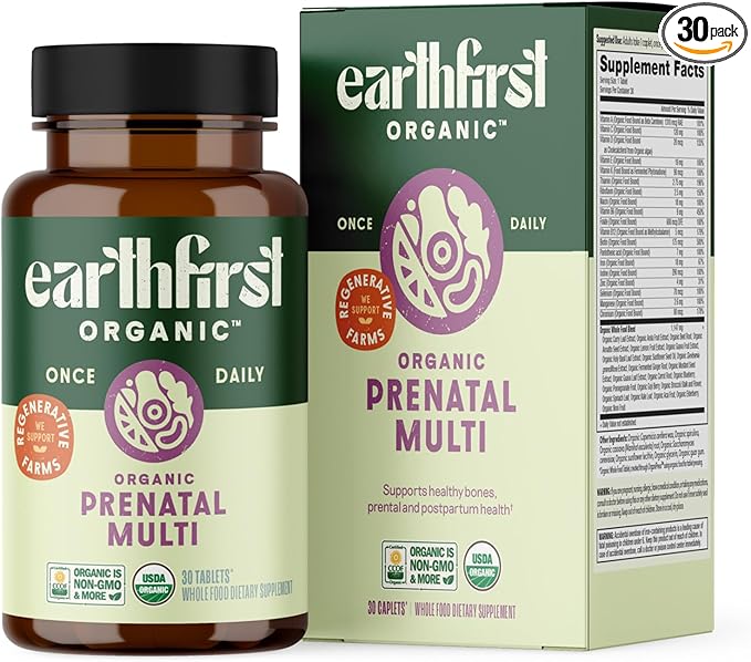Prenatal Once Daily Multivitamin for Women for Conception, Pregnancy, Postpartum & Breastfeeding, Folate, Iron & Organic Whole Food Blend, 30 Count