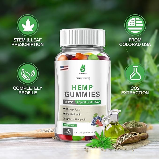 Hemp Gummies 3 Packs for Pain, Sleep, Anxiety - 100% Natural Organic Hemp Gummy Extra Strength High Potency with Pure Hemp Oil Extract Vegan Edible Bear Candy