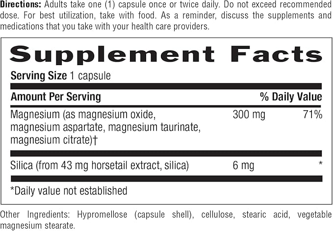 Target-Mins Magnesium with Silica 300mg, 60 Vegan Capsules, Certified Gluten Free, Certified Vegan