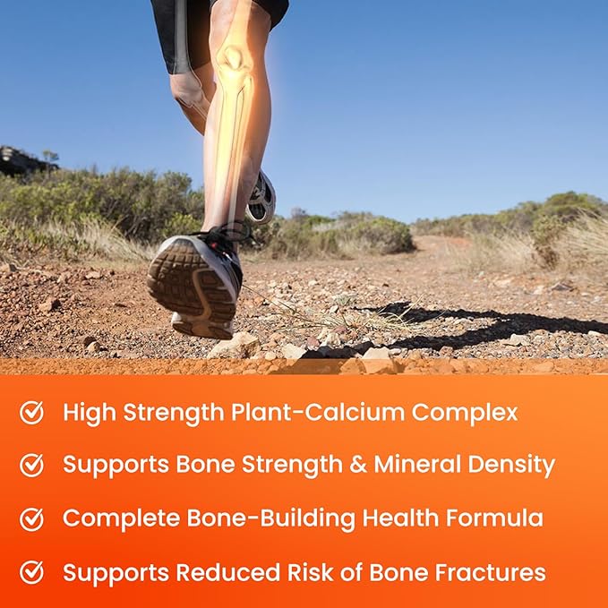 NutraChamps Bone Strength Supplements, Plant Based Calcium Supplement 600mg, Vitamin D3 2000 IU, K2, Magnesium, Potassium, Zinc, Boron & Strontium, 120 Vegan Capsules