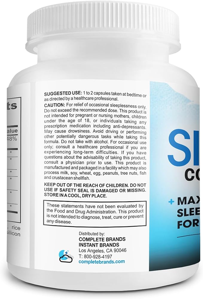 Sleep Complete - 6-in-1 Natural Sleep Support Formula Blend of L-Theanine, 5-HTP, Melatonin, Magnesium, Mucuna Pruriens Extract, GABA, and Phellodendron Bark (herb Powder).