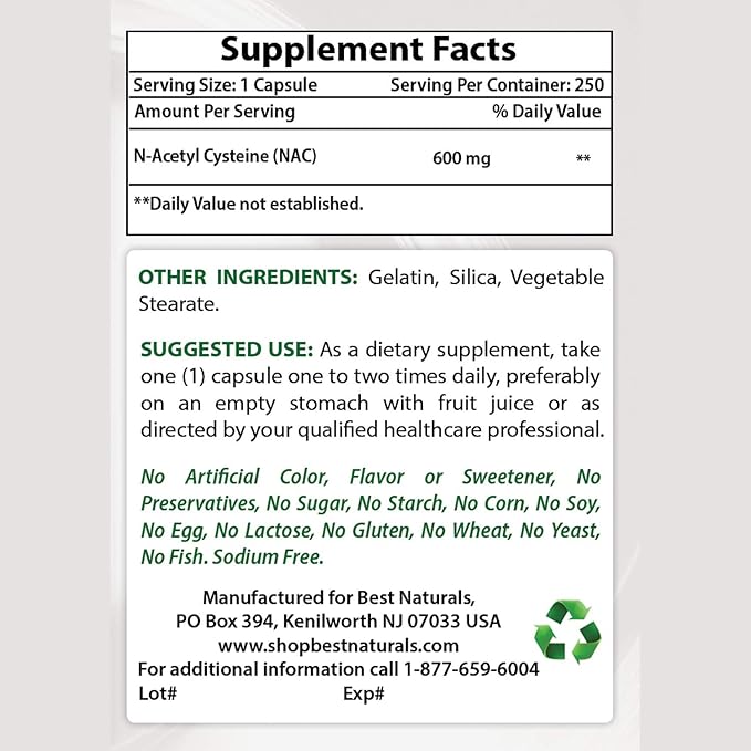 Best Naturals NAC 600 mg & Quercetin with Bromelain