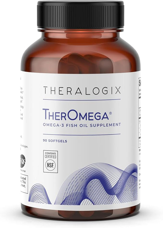 Theralogix TherOmega Omega-3 Fish Oil Supplement - Supports Heart, Brain, Immune & Joint Health* - 700 mg DHA & EPA from Wild Alaska Pollock - Sustainably Sourced - NSF Certified - 90 Softgels